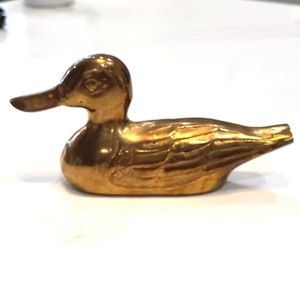 Vintage solid brass patina duck 6.5" long